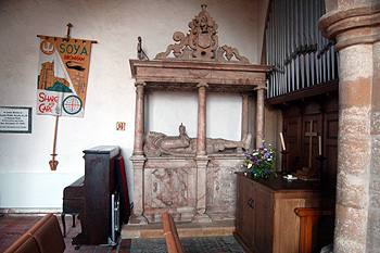 Monument to Sir Lewis Dyve at the east end of the north aisle May 2012